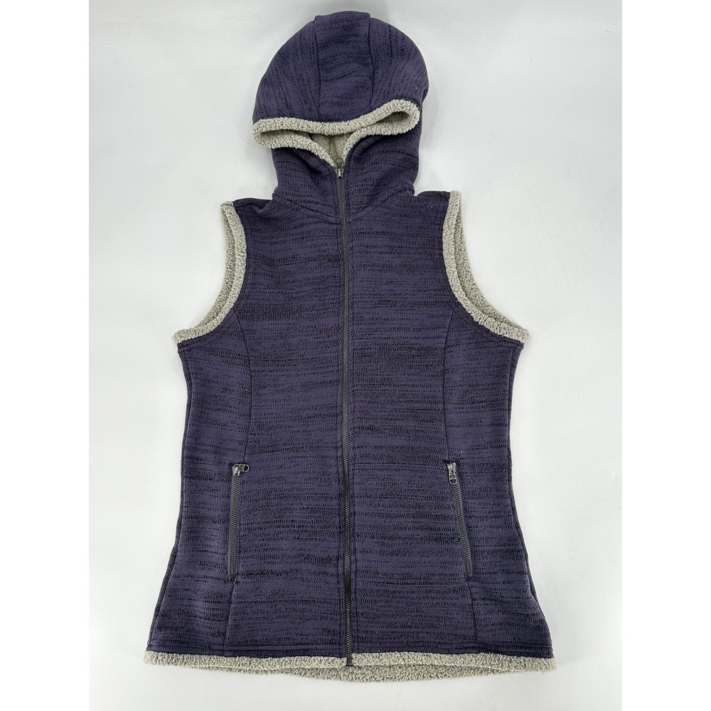 Kuhl Alska Hooded Vest‎ Purple Full Zip Pockets Sweater Fleece Womens Sz Medium